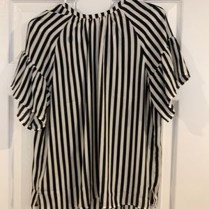 Black and white striped blouse